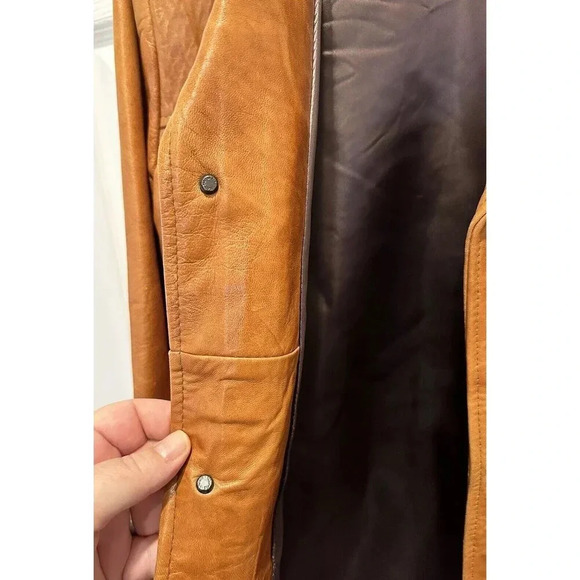 VTG De Long Classic Lamb Leather Men's Brown Button Front Blazer Jacket Size 40R - Picture 12 of 14
